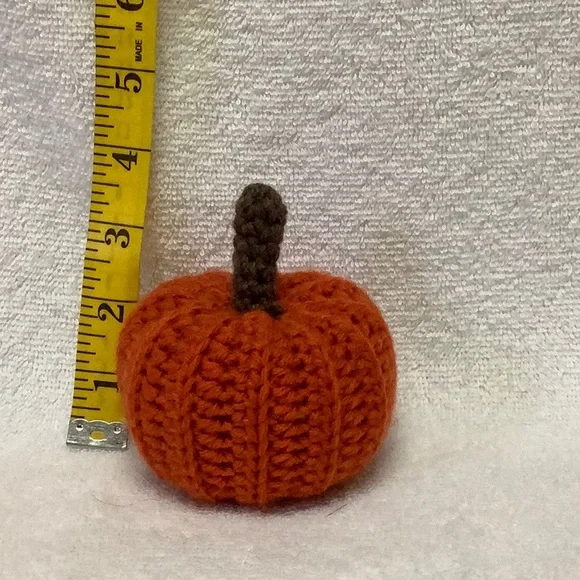 3 Crocheted handmade pumpkins teal & orange - Picture 4 of 4